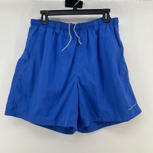 Columbia PFG Fishing Shorts Men's Large Blue Nylon Mesh Lined Drawstring Waist